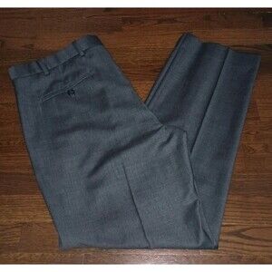 Hart Schaffner Marx Dress Pants Mens 36x30 Gray Wool Blend Pleated
